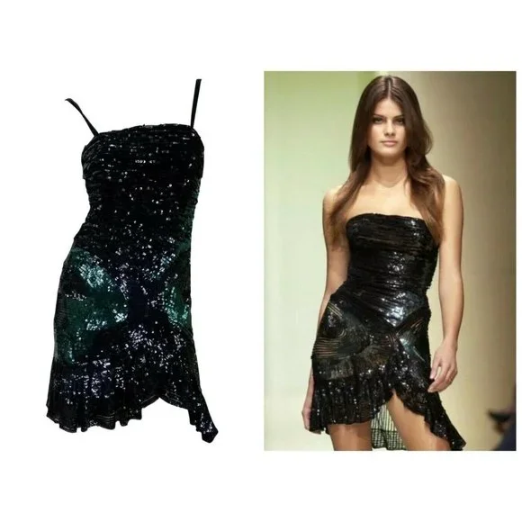 ヴェルサーチェ Versace Cocktail Dress Versace Cutout One-Shoulder Piquet Stretch Cocktail Dress